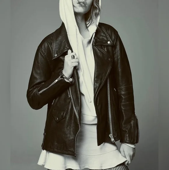 NWOT FREE PEOPLE JEALOUSY LEATHER MOTO JACKET Sz Large - Picture 7 of 16